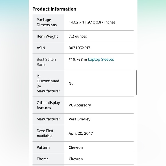 VERA BRADLEY Bohemian Quilted Chevron Laptop Padded Sleeve LIKE NEW! - Picture 9 of 9